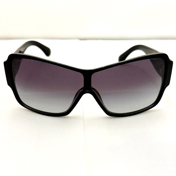 NWT Chanel 5449-C501/S6 Women's Black Shield Gradient Sunglasses - Picture 3 of 16